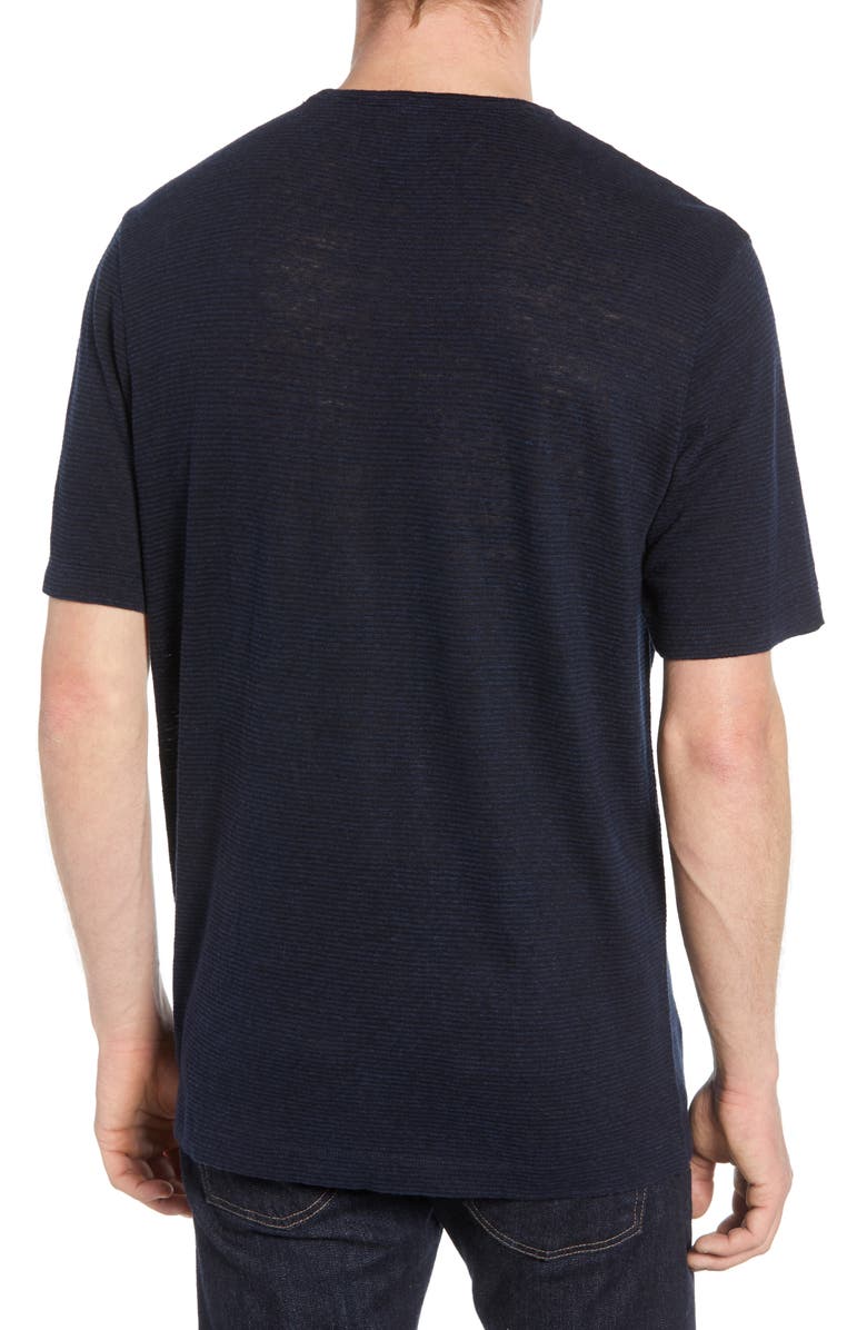 NORDSTROM MEN'S SHOP Stripe Pocket Linen Blend T-Shirt, Alternate, color, 