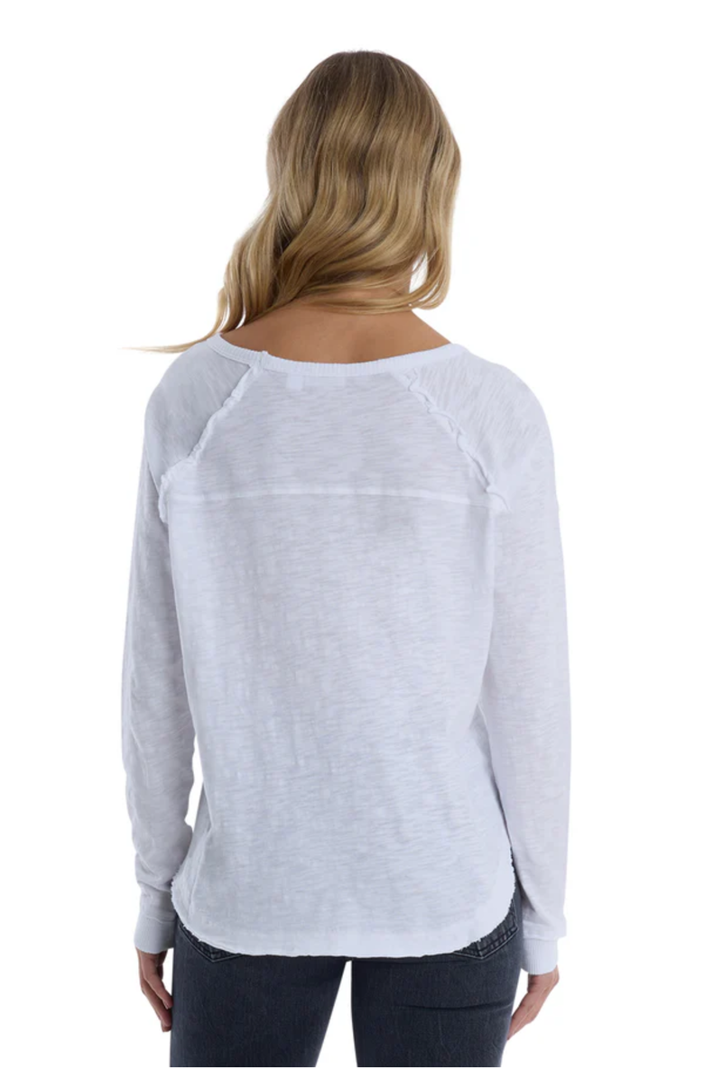 WILT Clothing Raglan Long Sleeve Tee with Ruffle Detail, Alternate, color, White
