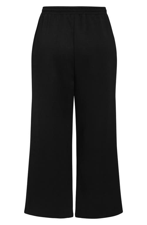 City Chic Mae Wide Leg Drawstring Waist Knit Pants In Black