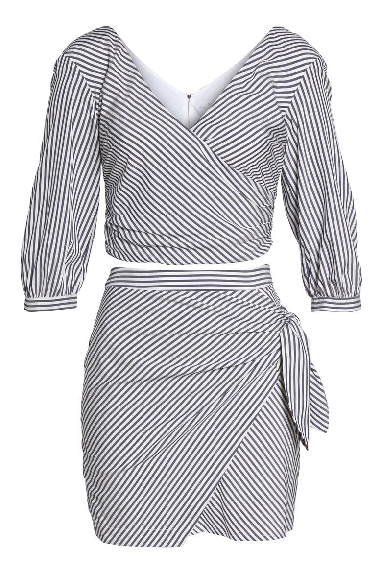 Cocktails Please Stripe Two-Piece Dress, Alternate, color, NAVY/ WHITE MINI STRIPE
