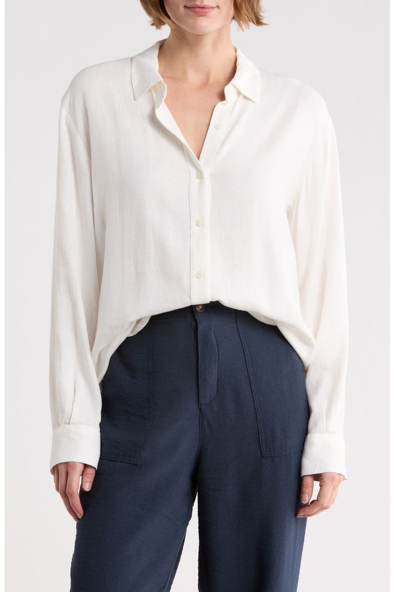 Woven Button-Up Shirt, Main, color, PAPER WHITE