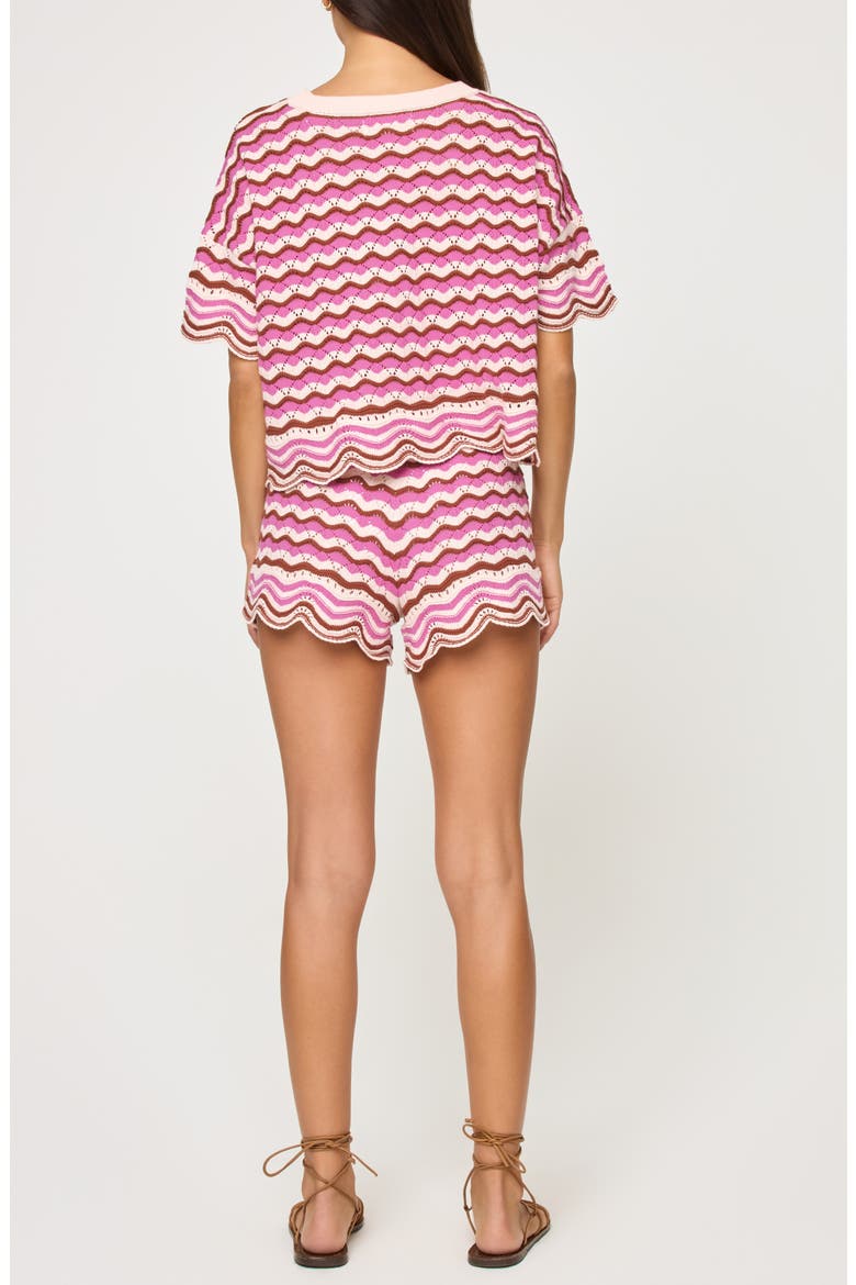 Sun Chaser Stripe Cotton Cover-Up Shorts, Alternate, color, SHELL YEAH CROCHET