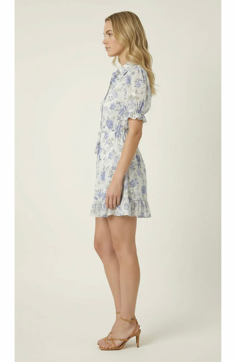 Modenaire Floral Tie Waist Shirt Dress, Alternate, color, White / Floral