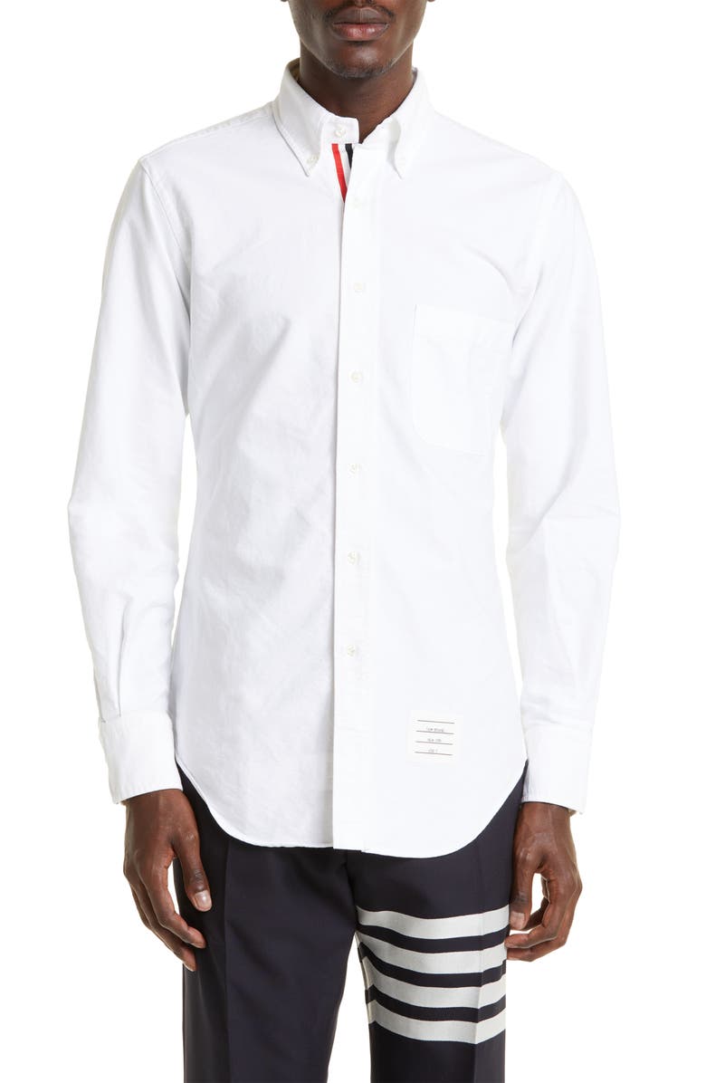 Thom Browne Cotton Button-Down Shirt, Main, color, White