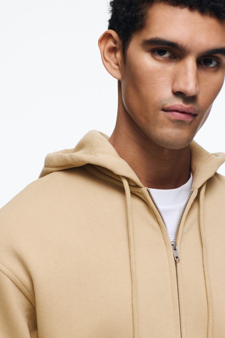 Loose  Fit Zip-through Hoodie, Alternate, color, Beige