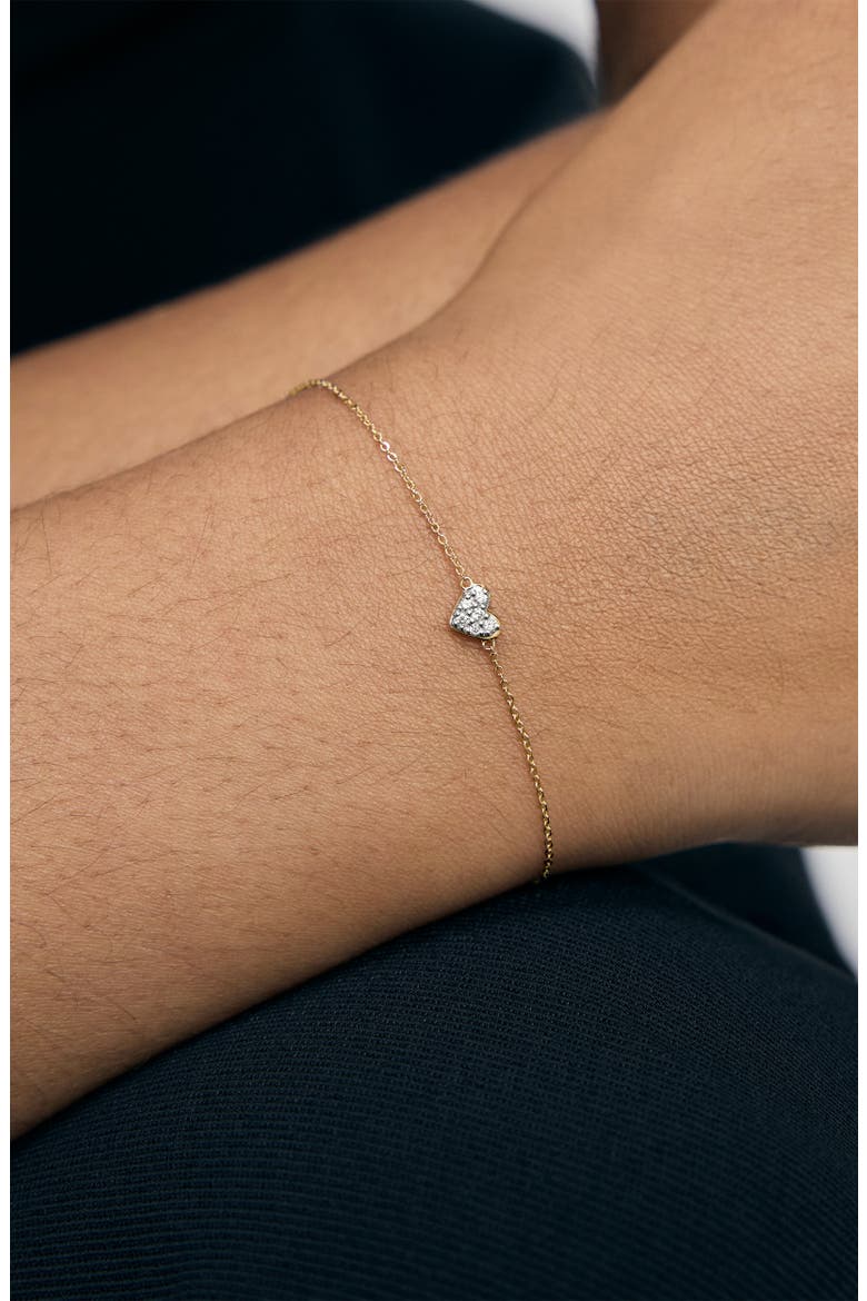 Mini Heart Diamond Bracelet, Alternate, color, 14KT SOLID GOLD / LAB DIAMOND