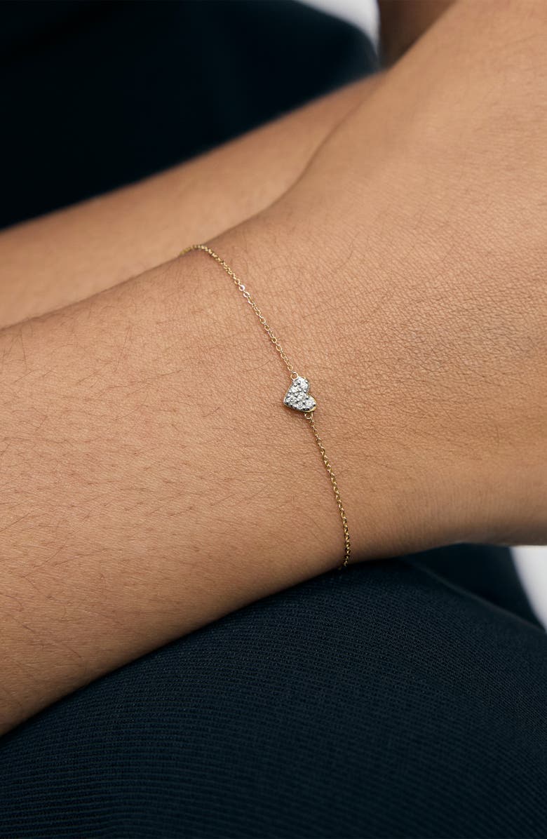 Monica Vinader Mini Heart Diamond Bracelet, Alternate, color, 14Kt Solid Gold / Lab Diamond