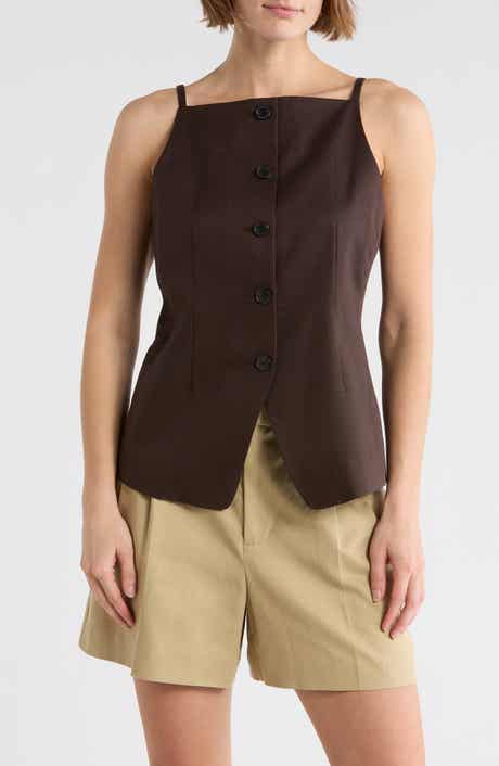 Madewell Harlow Square Neck Drapey Twill Vest