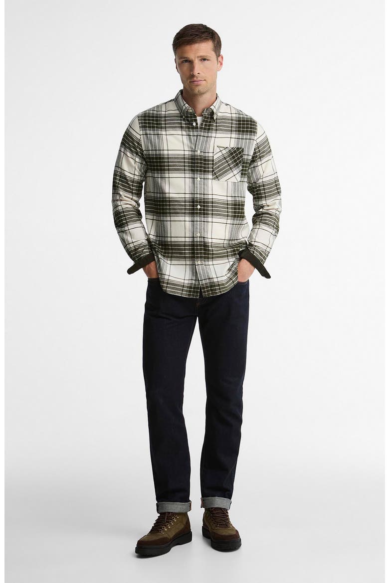 Embergate Tailored Plaid Cotton Shirt, Alternate, color, OLIVE