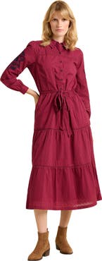 Brakeburn Embers Long Sleeve Tie Waist Midi Dress