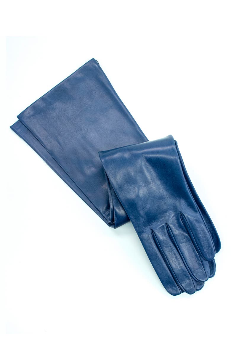 Portolano Silk Lined Leather Gloves, Alternate, color, Bizantine Blue