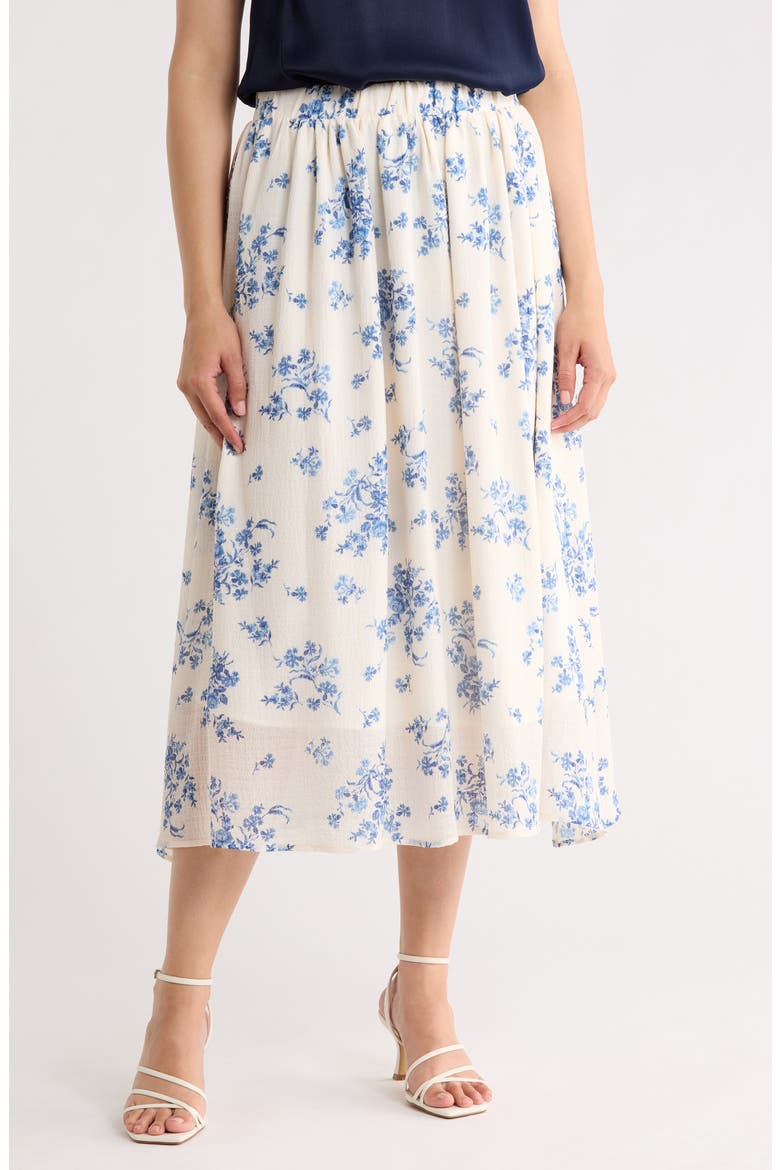 Leopard Print Flared Midi Skirt, Main, color, IVORY/ BLUE