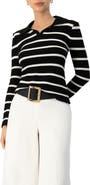 IVONNE Knitted Striped Long Sleev Polo