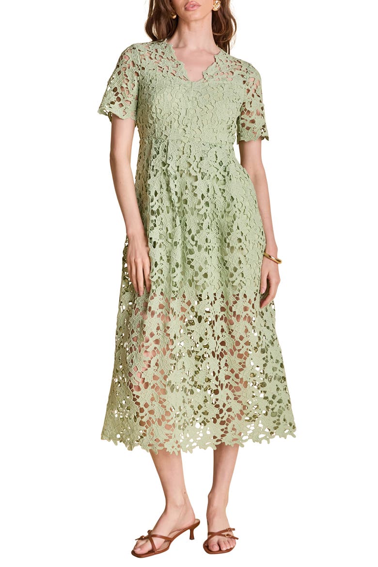 Allover Lace Midi Dress, Main, color, SAGE