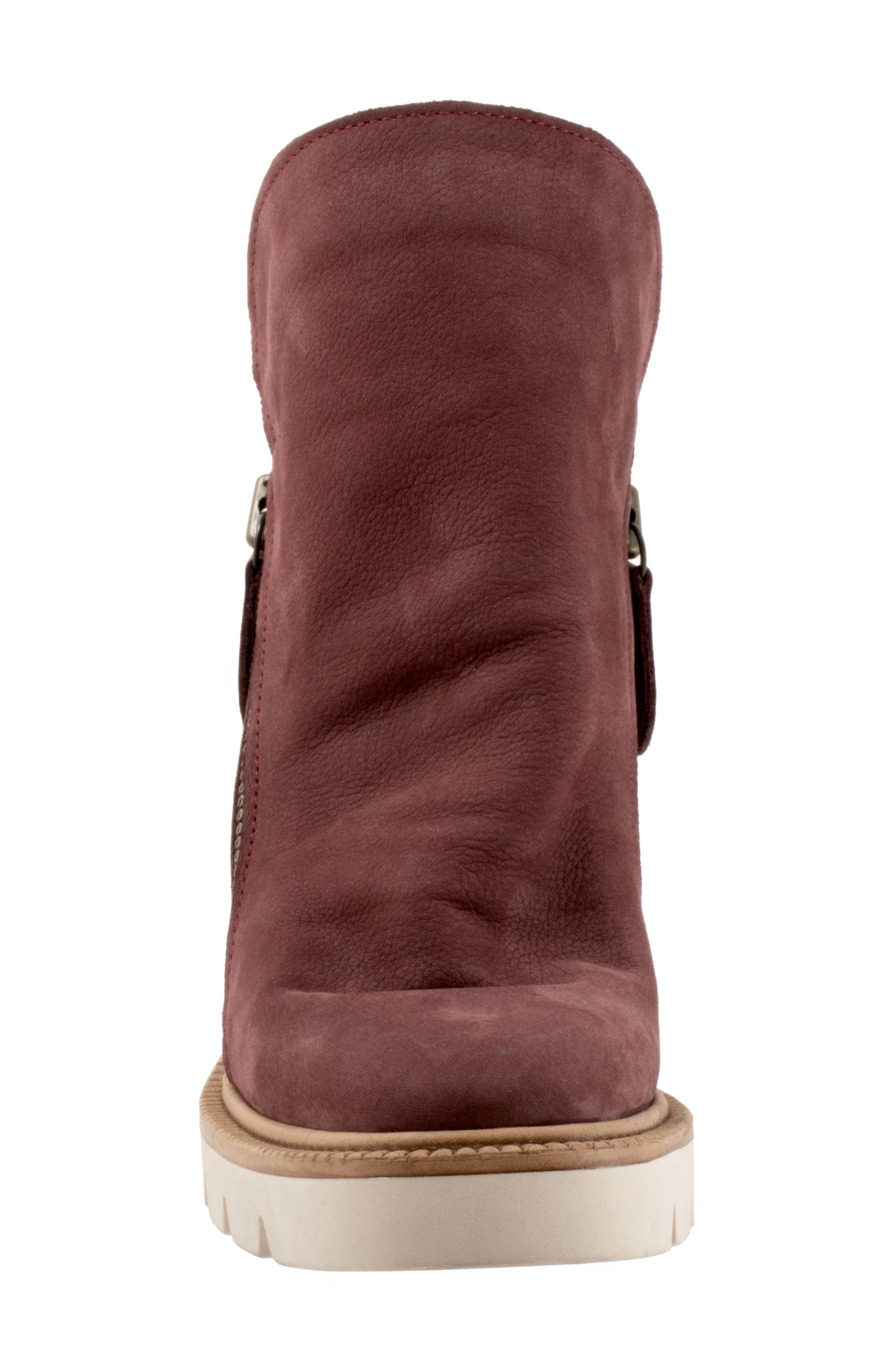 Elliott Block Heel Bootie, Alternate, color, DARK WINE NUBUCK