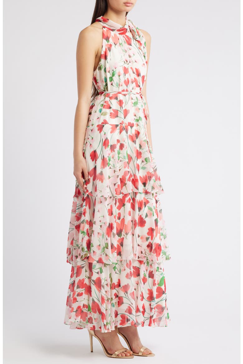 Floral Sleeveless Tiered Maxi Dress, Alternate, color, IVORY MULTI