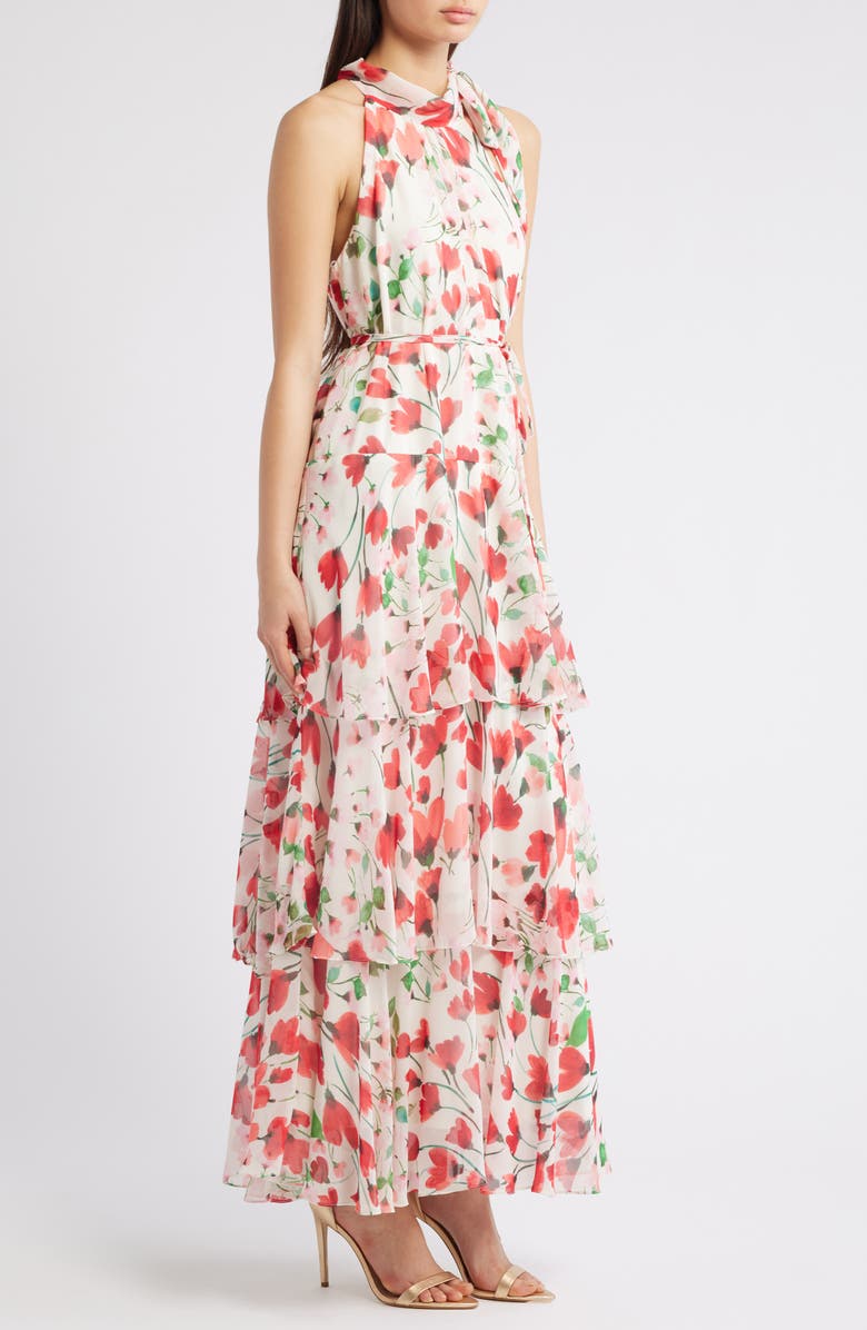 Julia Jordan Floral Sleeveless Tiered Maxi Dress, Alternate, color, 