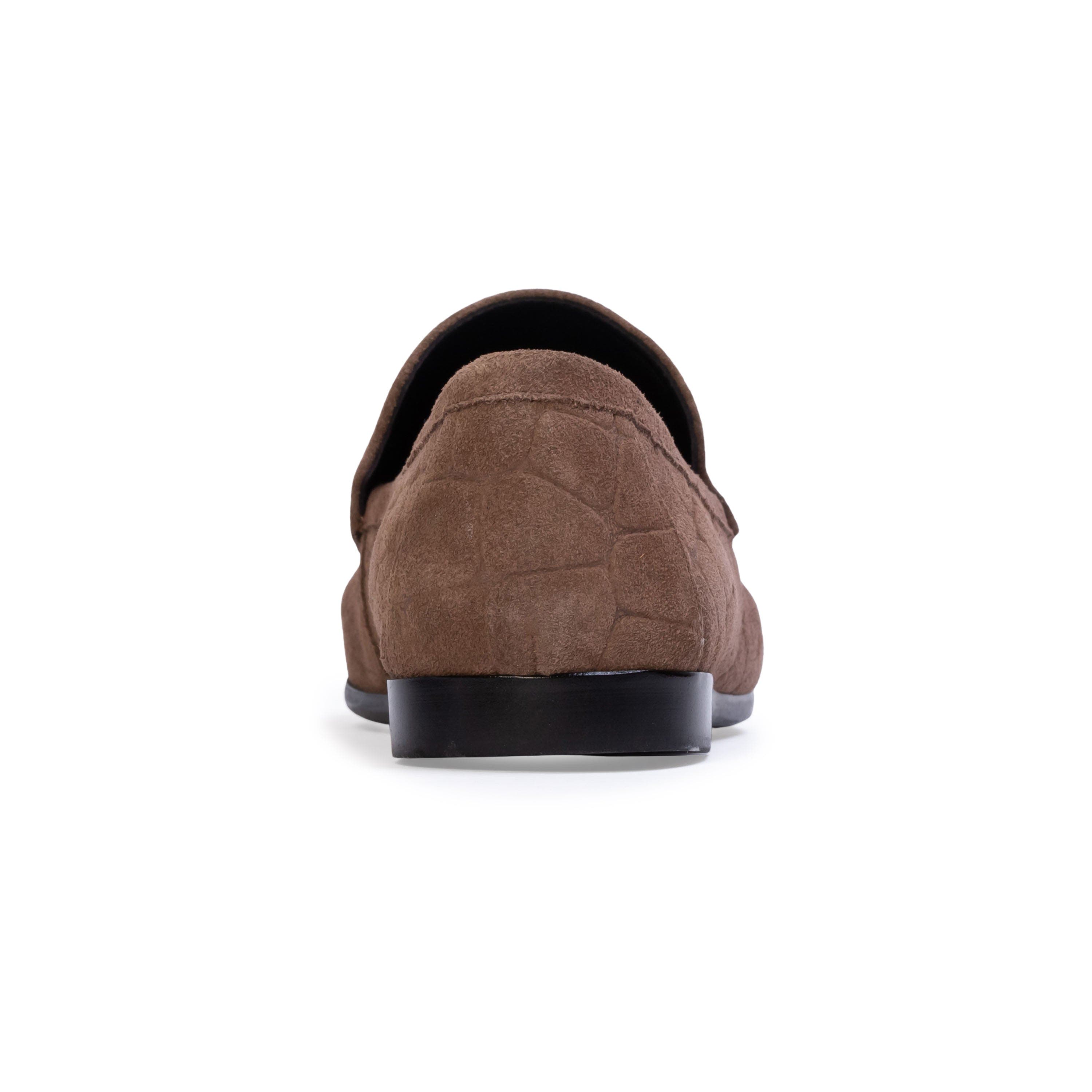 Finn Croc Loafer, Alternate, color, Brown Croc Suede
