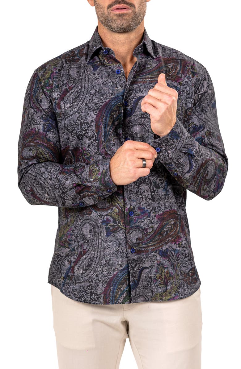 Maceoo Fibonacci Marthyr 0256 Paisley Contemporary Fit Button-Up Shirt, Alternate, color, 