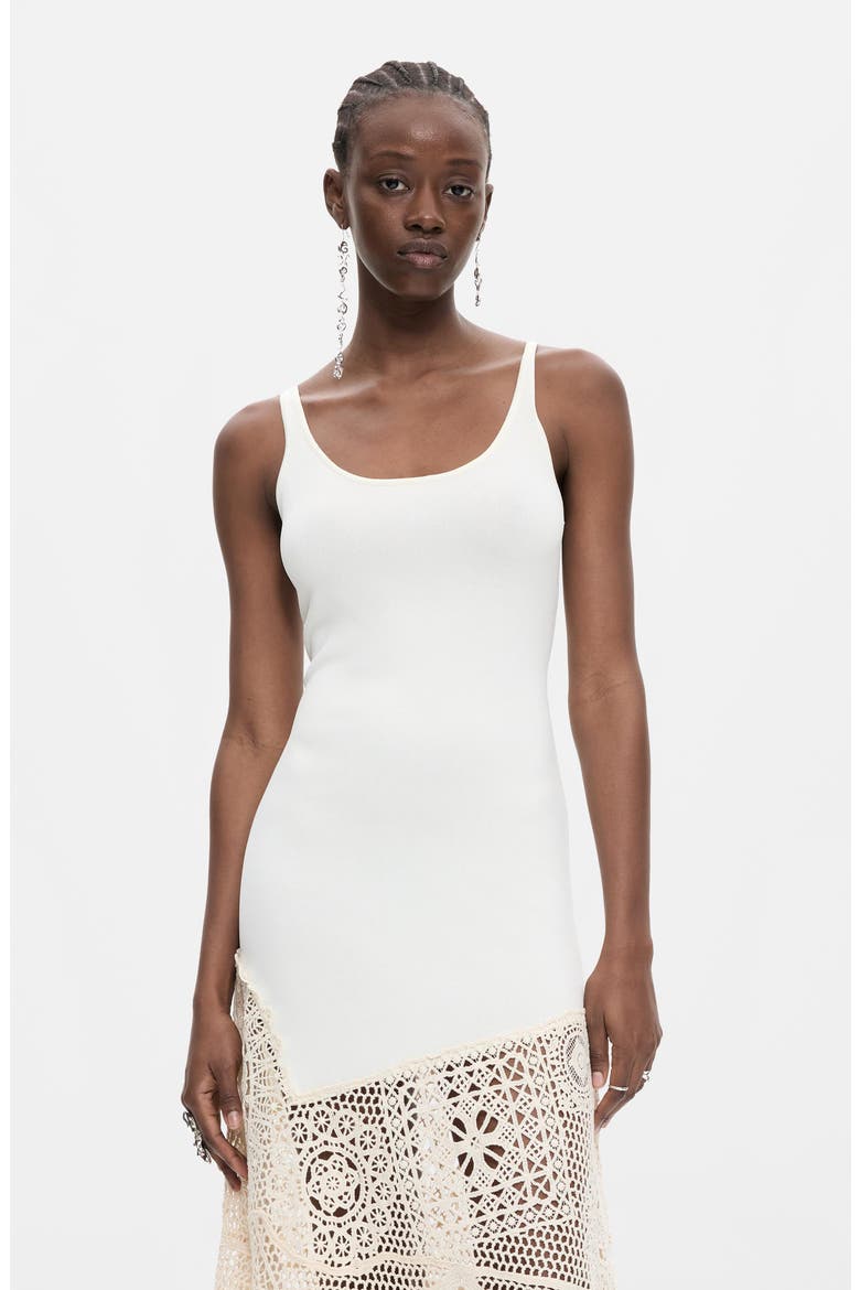 Open Stitch Asymmetrical Hem Slipdress, Alternate, color, OFF WHITE