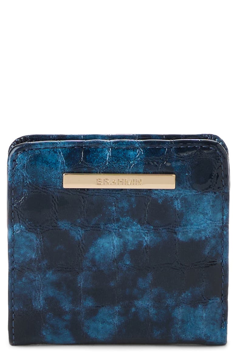 Brahmin Jane Croc Embossed Leather Bifold Wallet, Main, color, Ultramarine