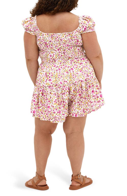 City Chic Floral Print Romper In Pink