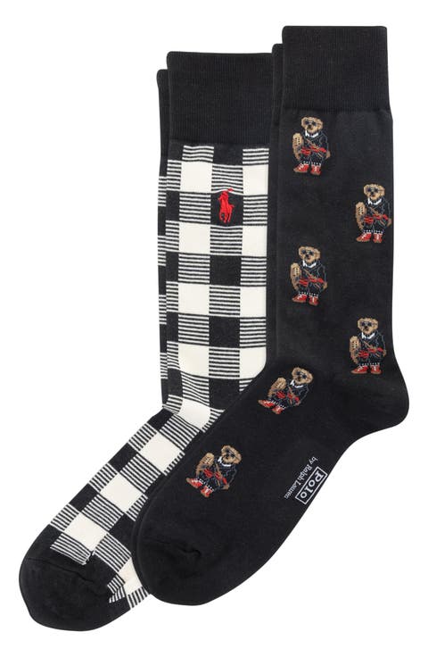 Assorted 2-Pack Holiday Bear Crew Socks