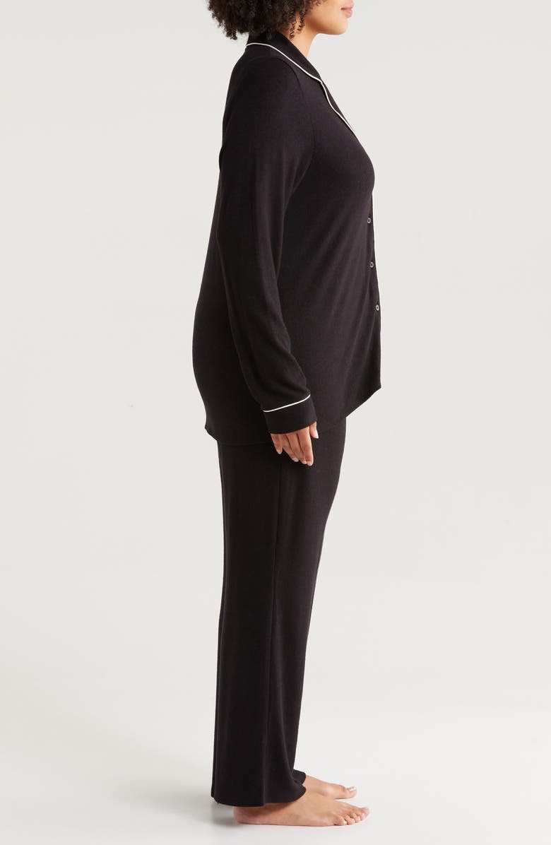 Nordstrom Brushed Hacci Pajamas, Alternate, color, Black