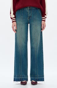 Bayeas Jermy Seamed High Waist Raw Hem Wide Leg Jeans