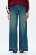 Bayeas Jermy Seamed High Waist Raw Hem Wide Leg Jeans