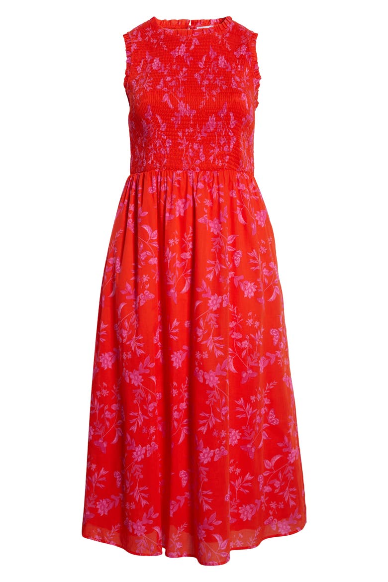 Fia Floral Smocked Sleeveless Maxi Dress, Alternate, color, RED/ PINKS