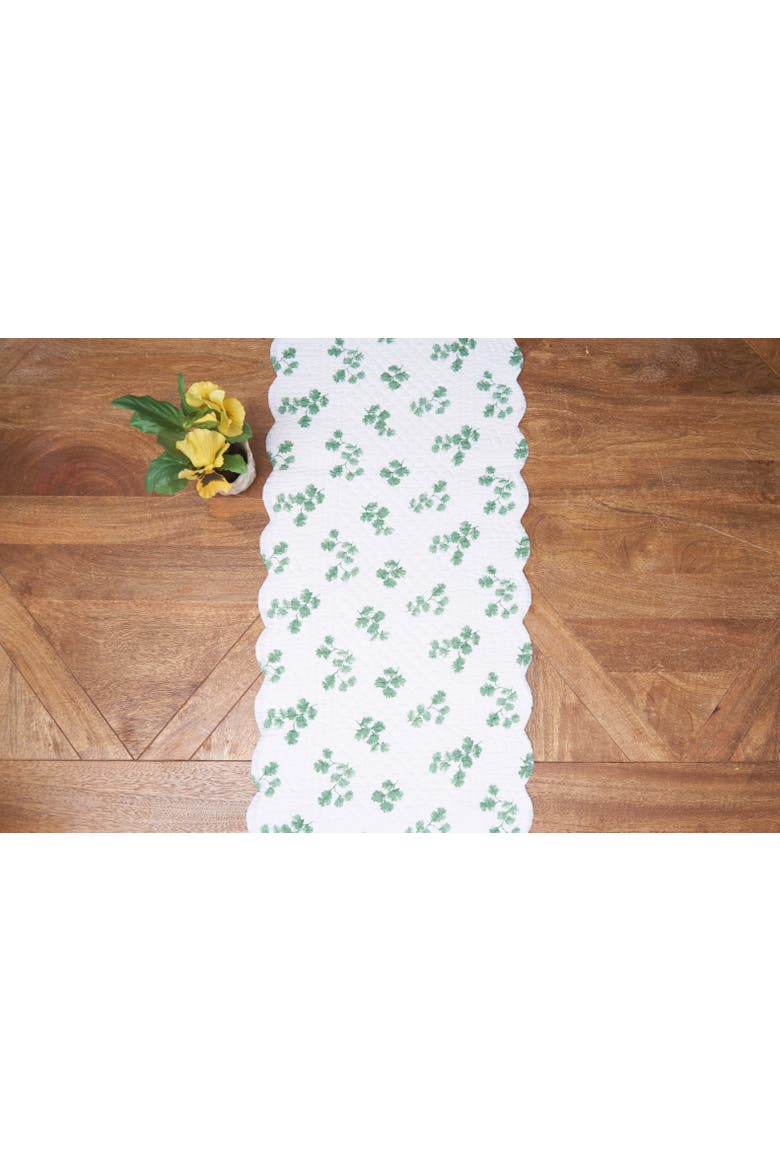 Marcy Blooms Rectangle Cotton Table Runner 14" x 51" Floral Design All Seasons Kitchen Dining Dinner Table Tablerunner Decor Decoration, Alternate, color, Green