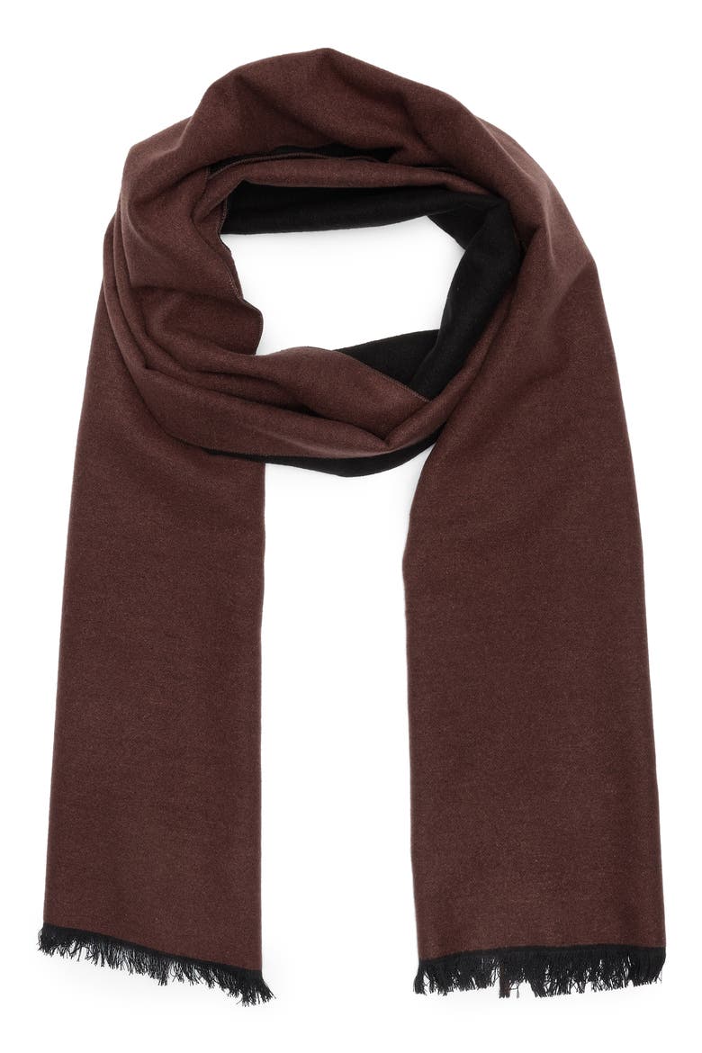 Reversible Silk Scarf, Main, color, BROWN BLACK