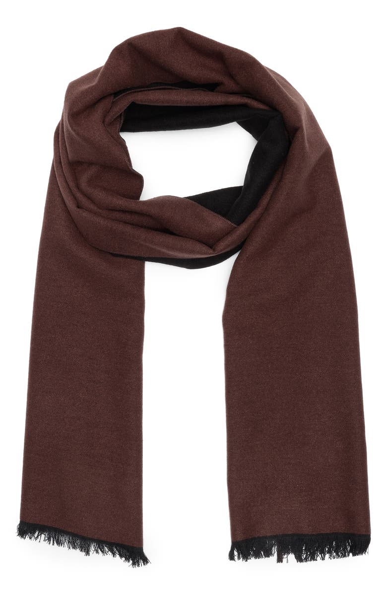 Ted Baker London Reversible Silk Scarf, Main, color, Brown Black