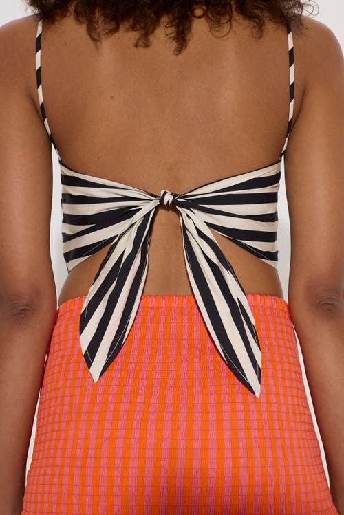 Simonmiller Kit Poplin Tie Top Black/macadamia Micro Stripe In Black/white Stripe