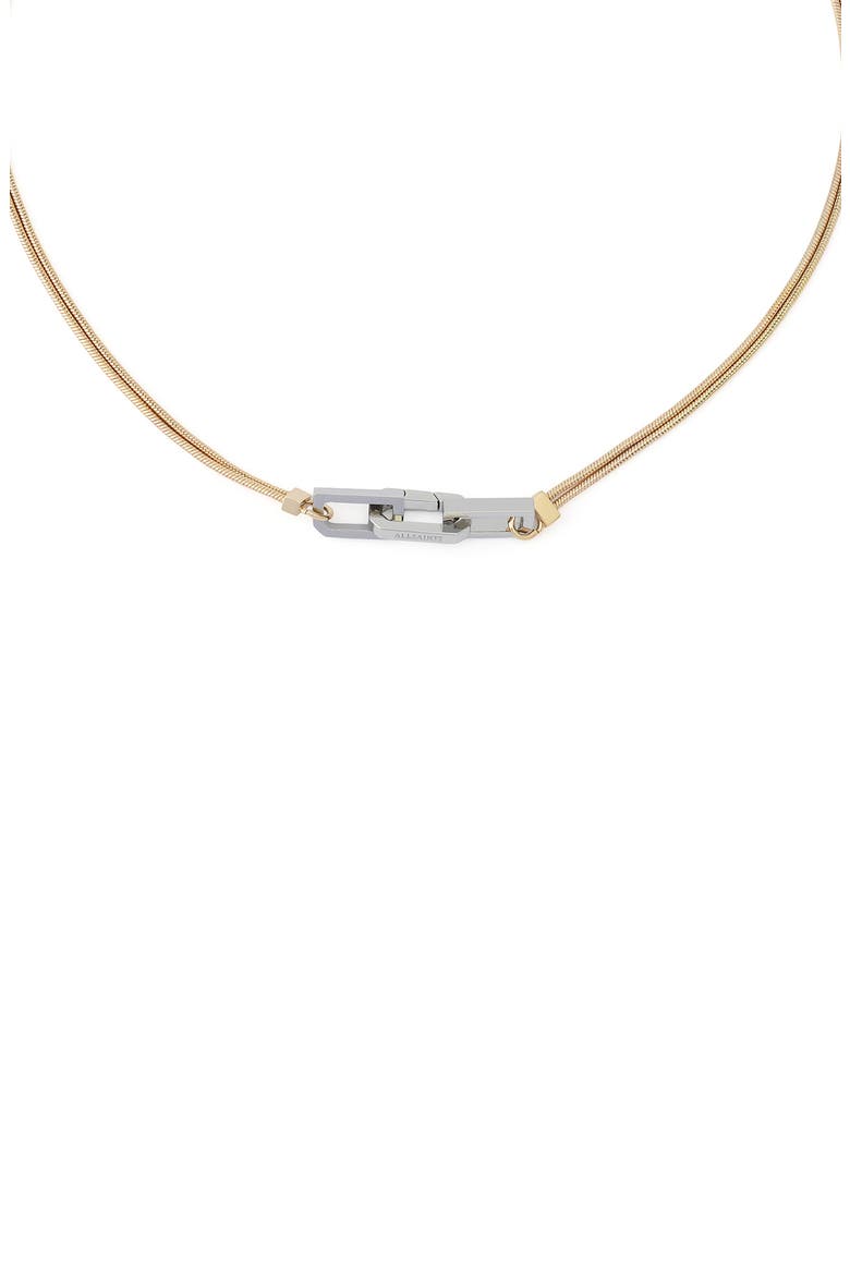 Hex Link Multilayer Necklace, Alternate, color, TWO TONE SHINY GOLD