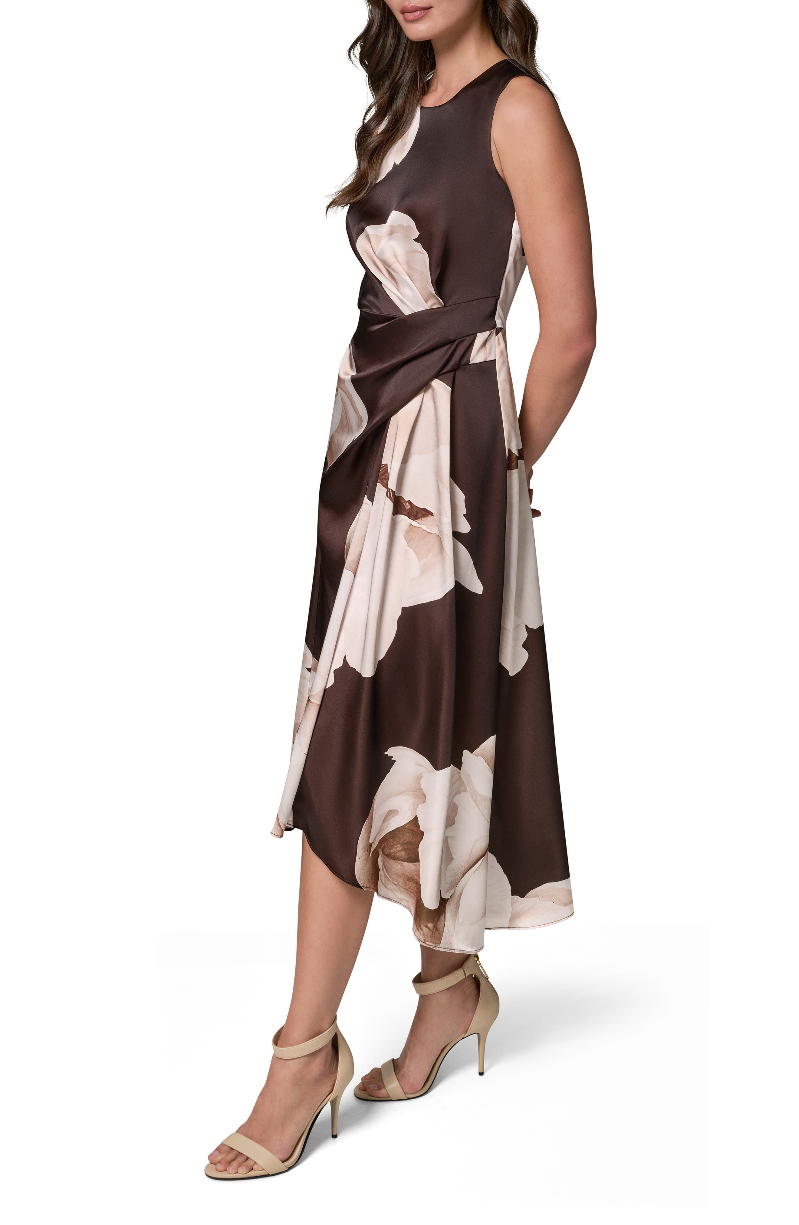 Женские платья Donna Karan New York Floral Print Satin Midi Dress — фото 3