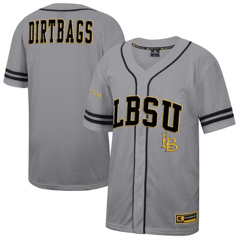 Men's Colosseum Gray Cal State Long Beach The Beach Free Spirited Baseball Jersey