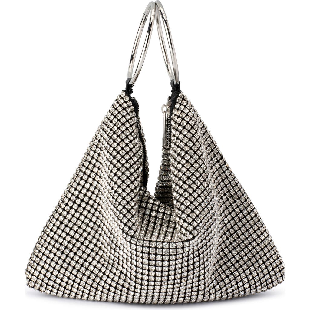 Olga Berg Margot Crystal Convertible Shoulder Bag In Silver