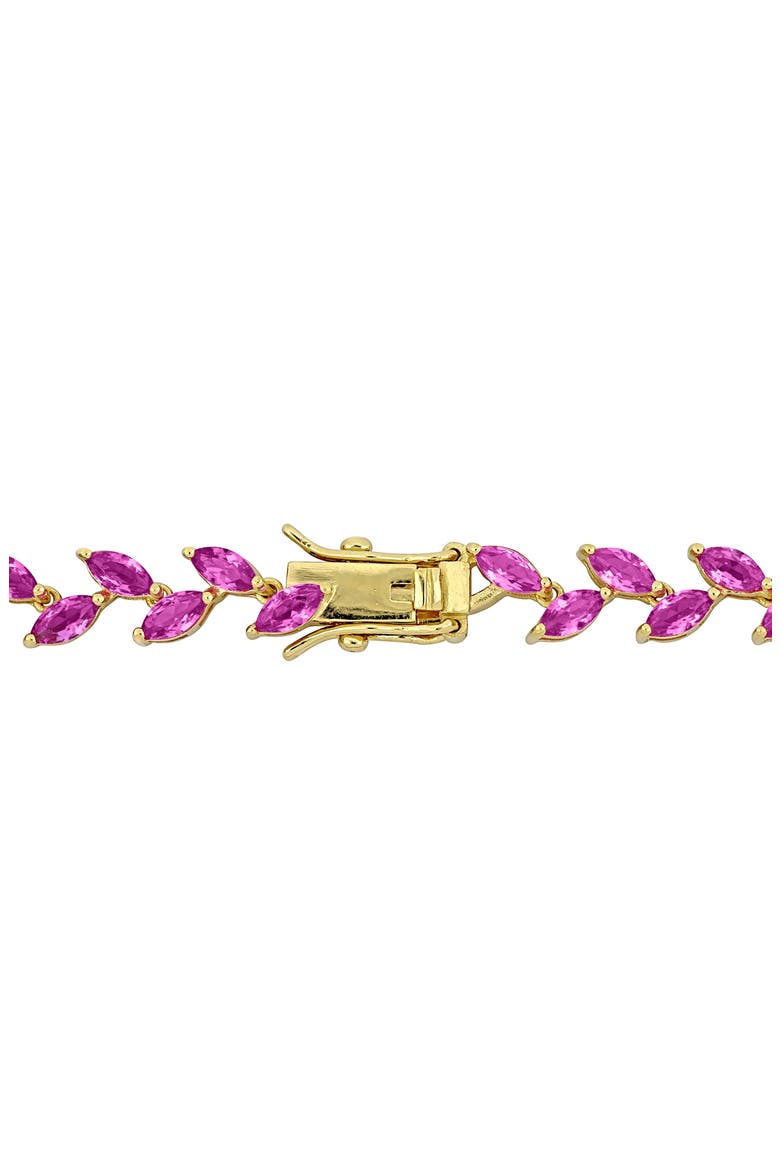 Lab Created Pink Sapphire Tennis Necklace & Bracelet Set, Alternate, color, PINK