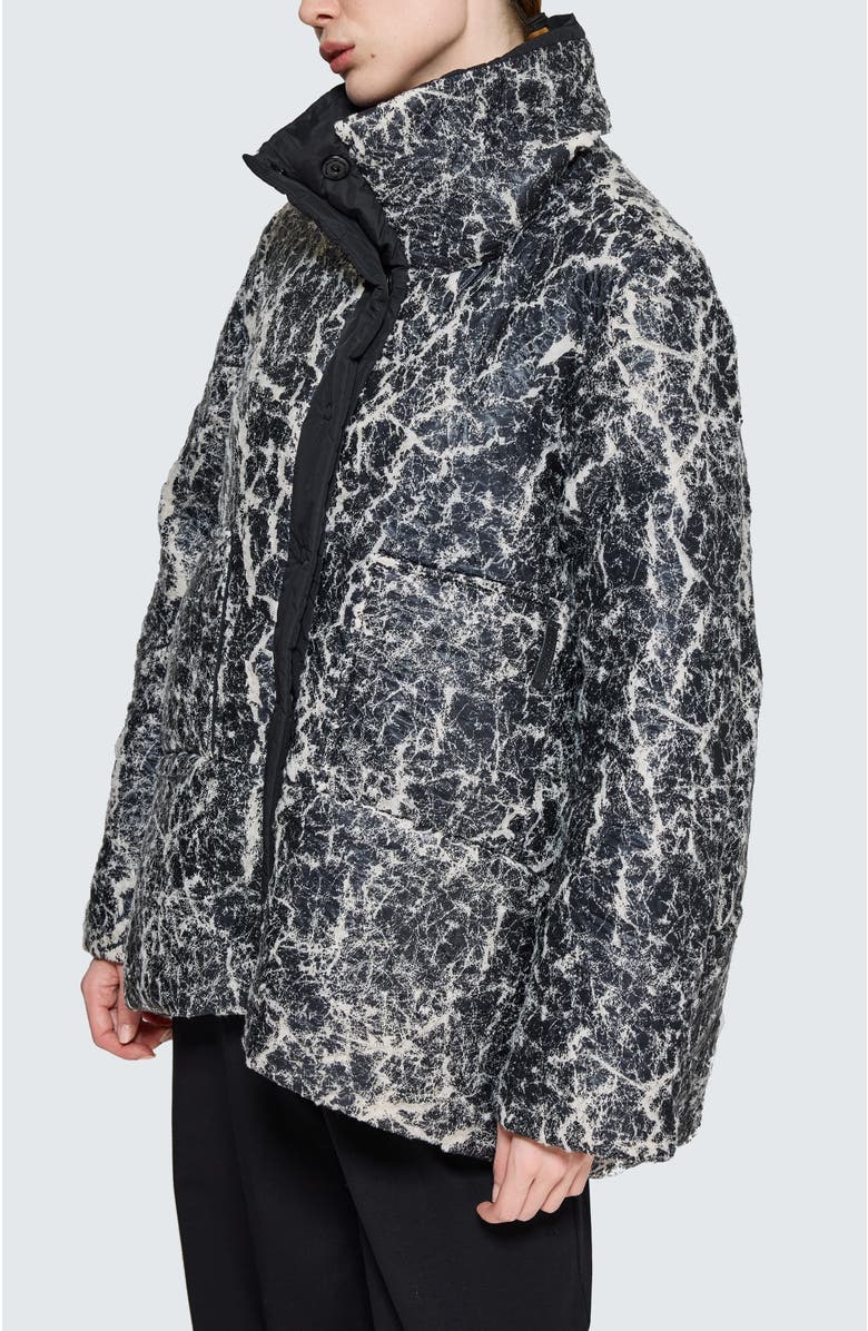 LUUKAA Elva Textured Coat & Hat, Alternate, color, Ecru Black