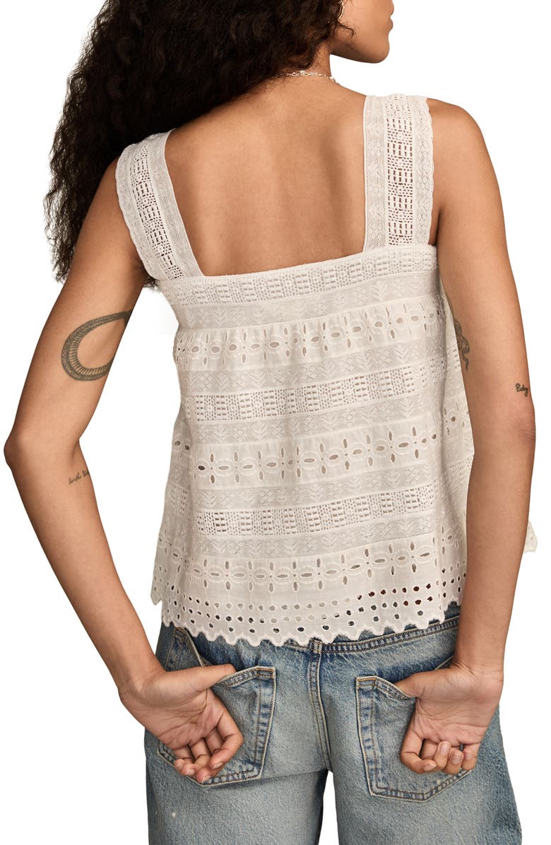Lucky Brand Eyelet Swing Tank, Alternate, color, Antique White