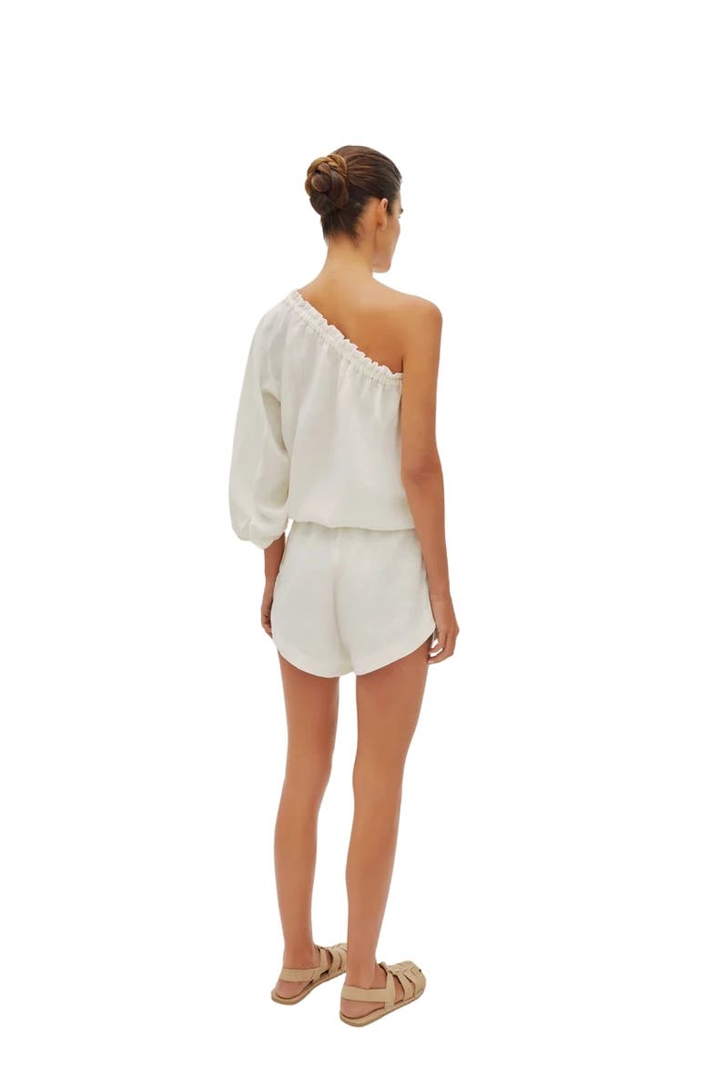 Labeca London Capri Linen One Sleeve Top, Alternate, color, Ecru