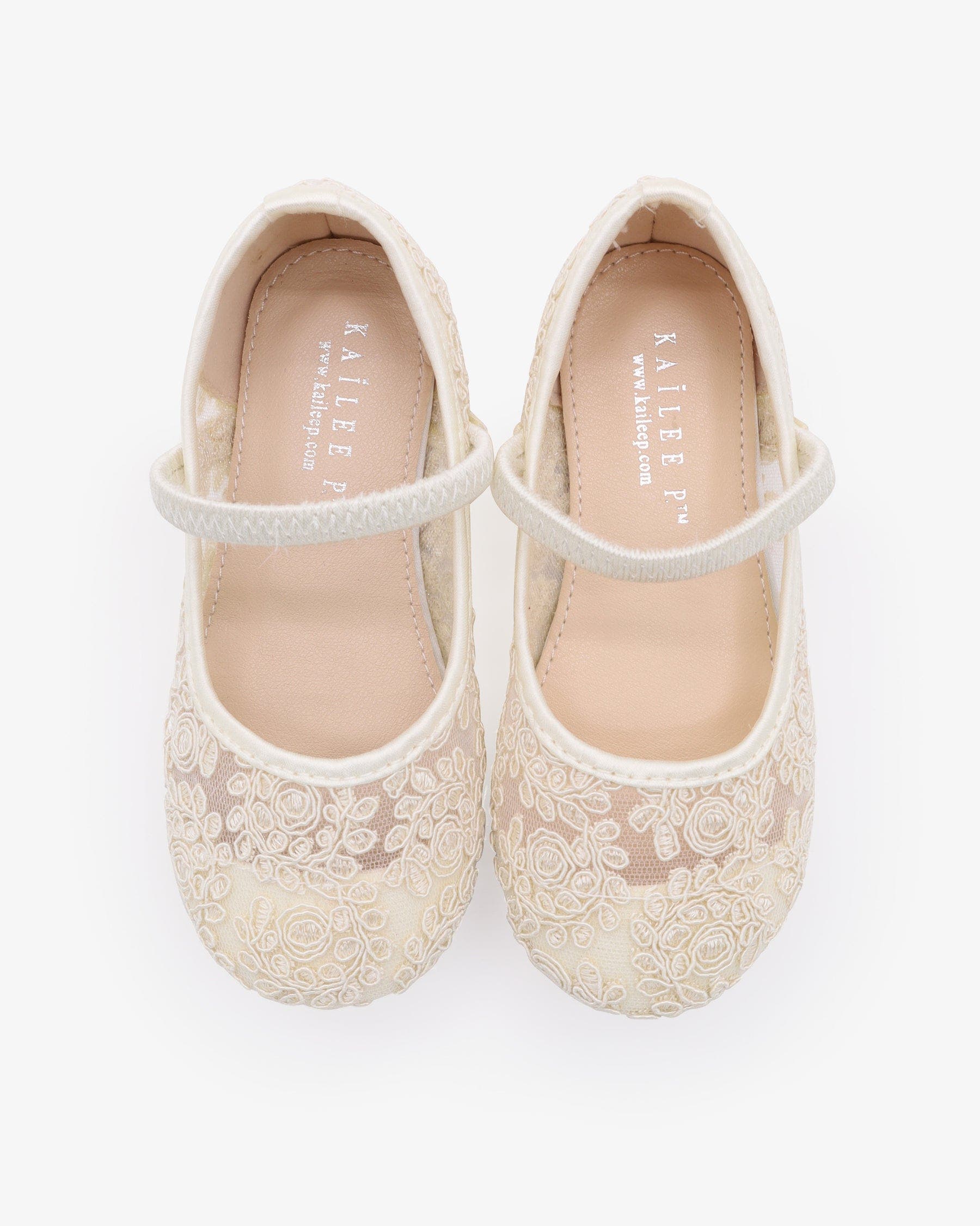 Kailee P Pas Crochet Lace Mary Jane Flats, Alternate, color, Ivory