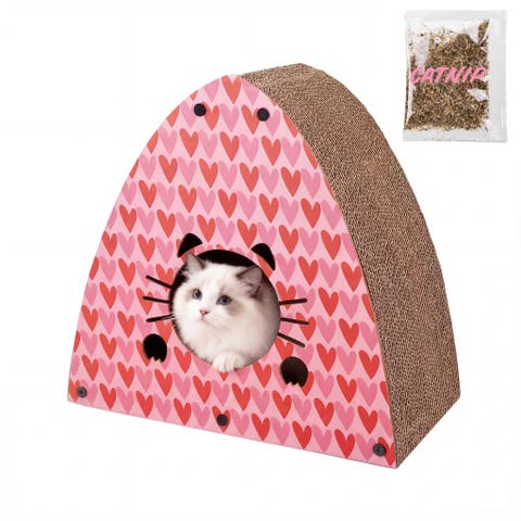 Koko Cardboard Triangle Cat Cave Scratcher with Catnip