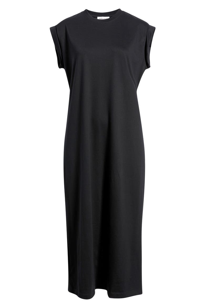 Muscle Sleeve Pima Cotton Jersey Maxi Dress, Alternate, color, BLACK