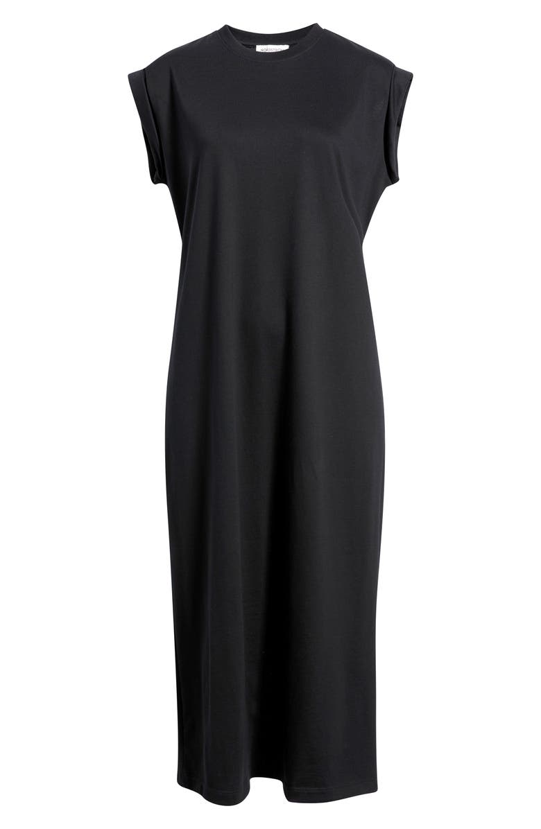 Nordstrom Muscle Sleeve Pima Cotton Jersey Maxi Dress, Main, color, Black