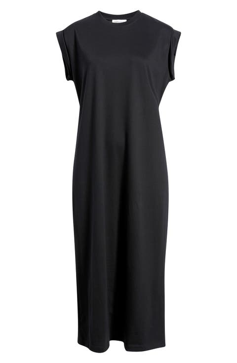 Muscle Sleeve Pima Cotton Jersey Maxi Dress