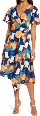 Chi Chi London Abstract Print Wrap Dress