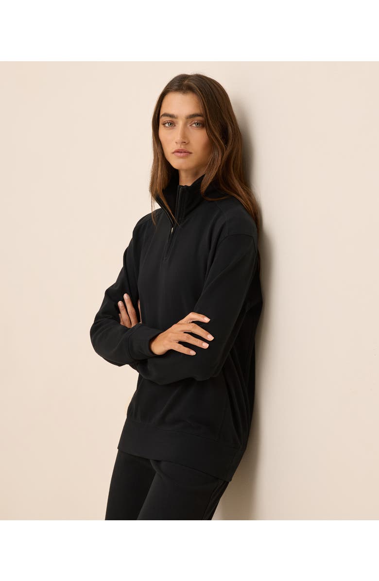Pact Organic Cotton CloudKnit Quarter Zip, Alternate, color, Black